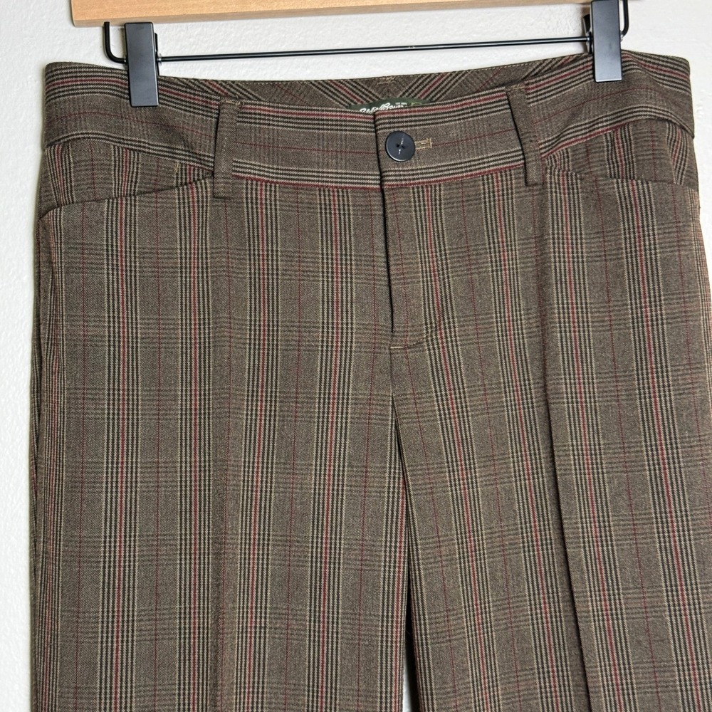 Eddie Bauer Blakely Fit Dress Pants 6 Brown Red Plaid Trousers Straight Leg